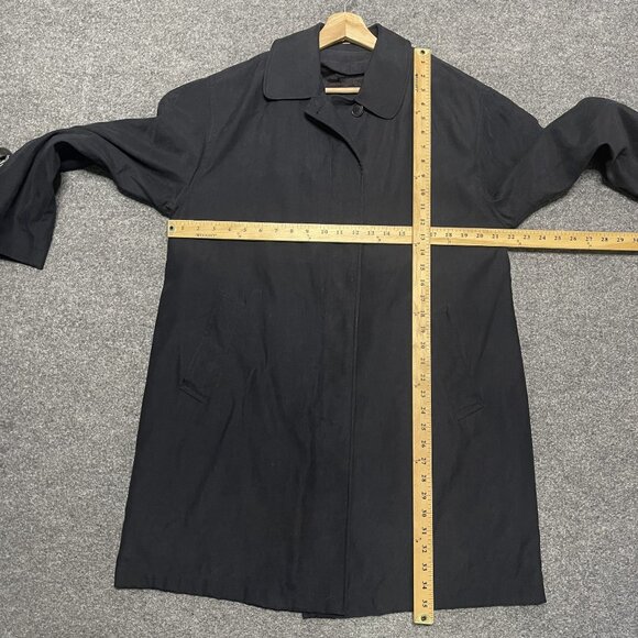 London Fog Mens Trench Coat Medium Regular Blue Black Button-Up Coat With Lining - Picture 8 of 9